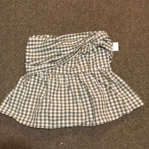 Olive and white gingham peplum top, new with tag!